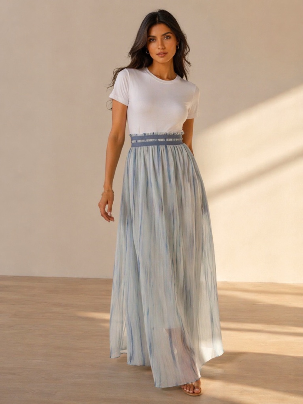 NWT RACHEL Rachel Roy Cotton Blend Striped  Maxi Skirt